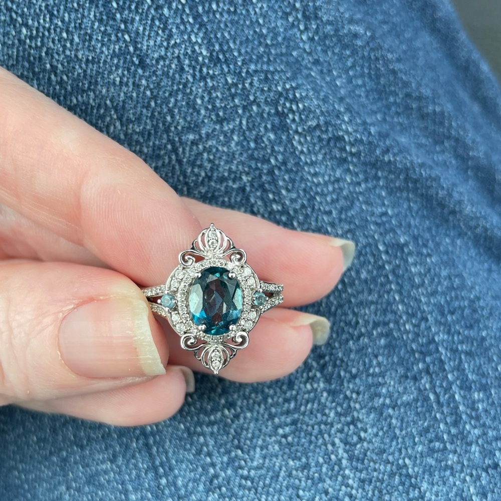 Disney Cinderella blue topaz and Diamond ring